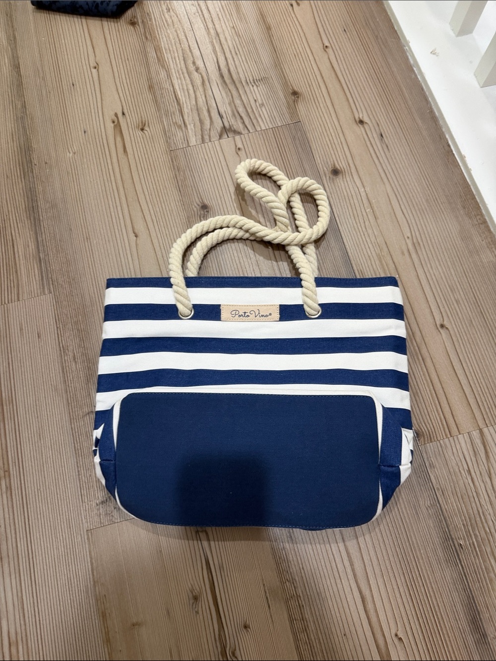 Striped Navy & White Rope-Handle Tote by